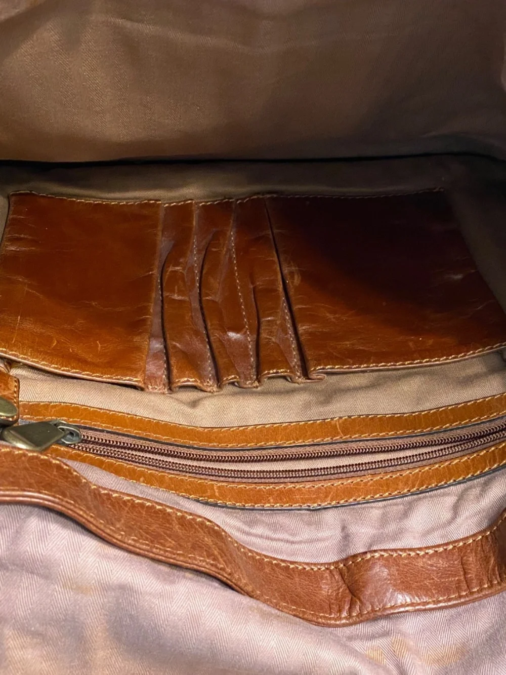Vintage Brown Leather Fossil Messenger Laptop Bag